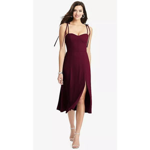 NEW Dessy Collection Size 6 Bustier Crepe Midi Dress Bow Straps $231 msrp I23-10